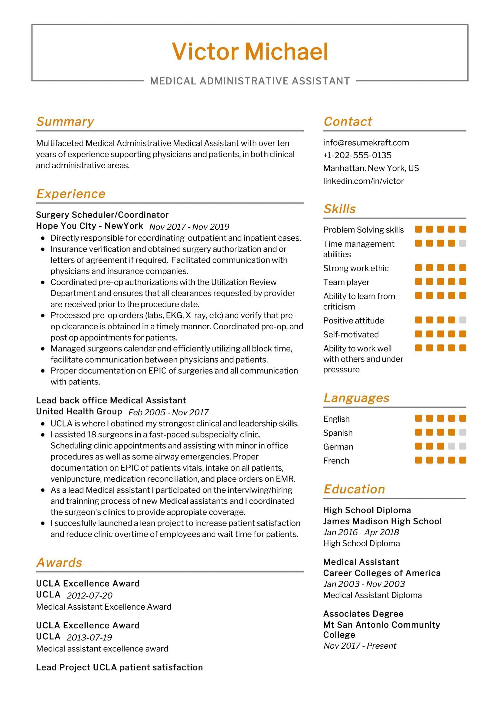 Medical assistant Resume Template Free Download Medical Administrative assistant Resume Sample 2021 Writing Tips …