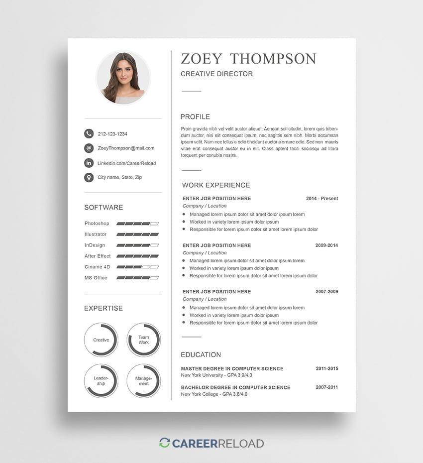 Modern Resume Template with Photo Free Download Download Free Modern Resume Template for Photoshop