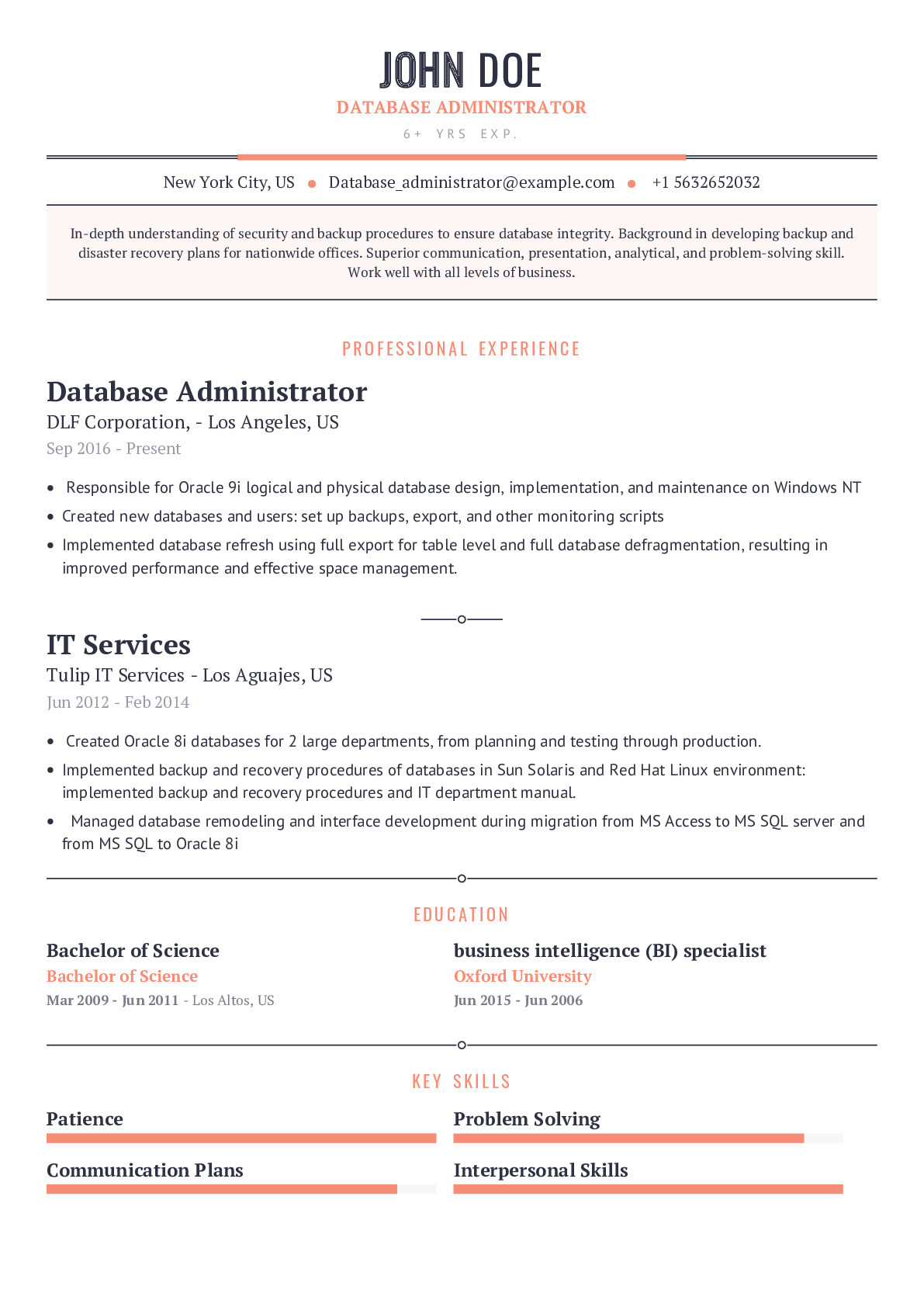 Ms Sql Server Dba Sample Resume Sql Database Administrator Resume Pdf