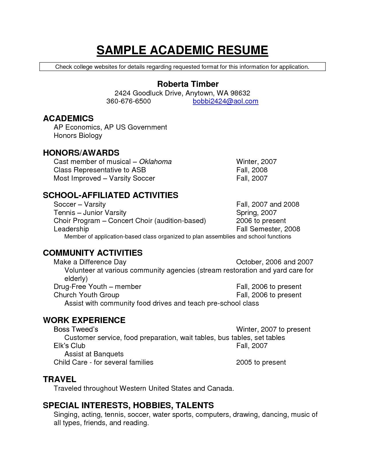 Music Resume Template for College Application Academic Resume Templates Free Resume Templates Student Resume …