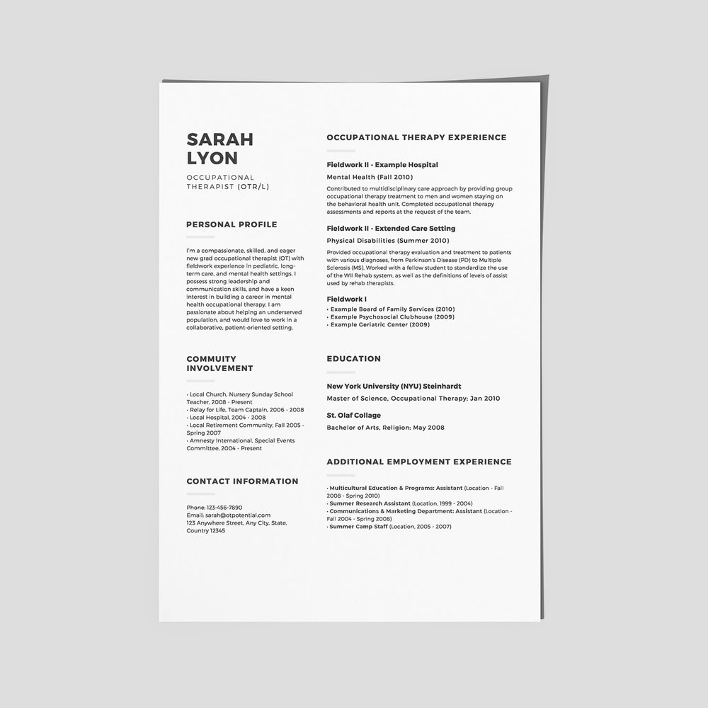 Physical therapy assistant Resume Templates New Graduate How to Make Your Ot Resume Stand Out â¢ Ot Potential