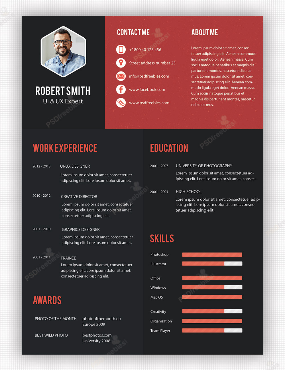 Professional Resume Templates for Freshers Free Download Creative Professional Resume Template Free Psd â Psdfreebies.com