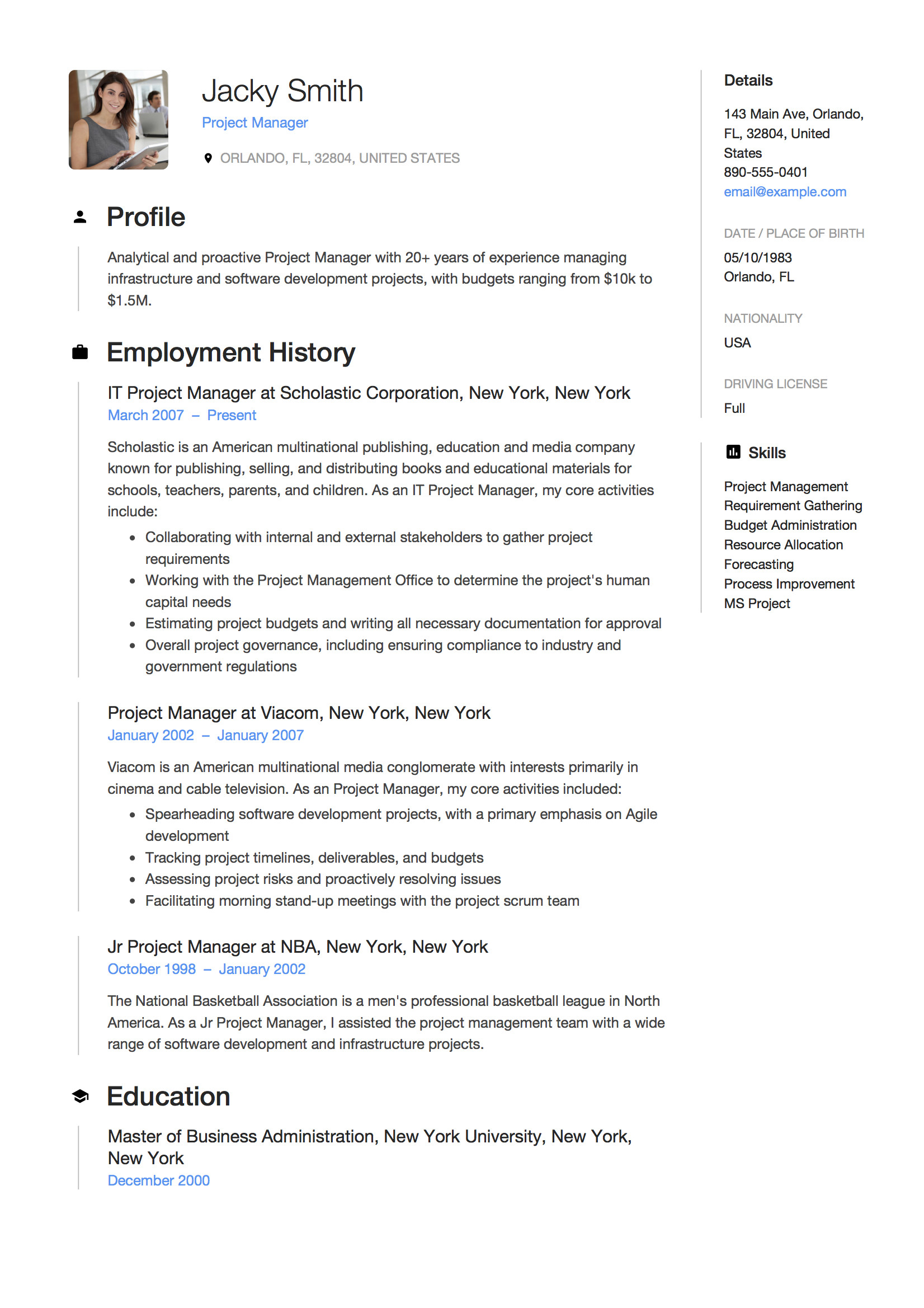 Project Manager Resume Sample Free Download Project Manager Resume & Full Guide