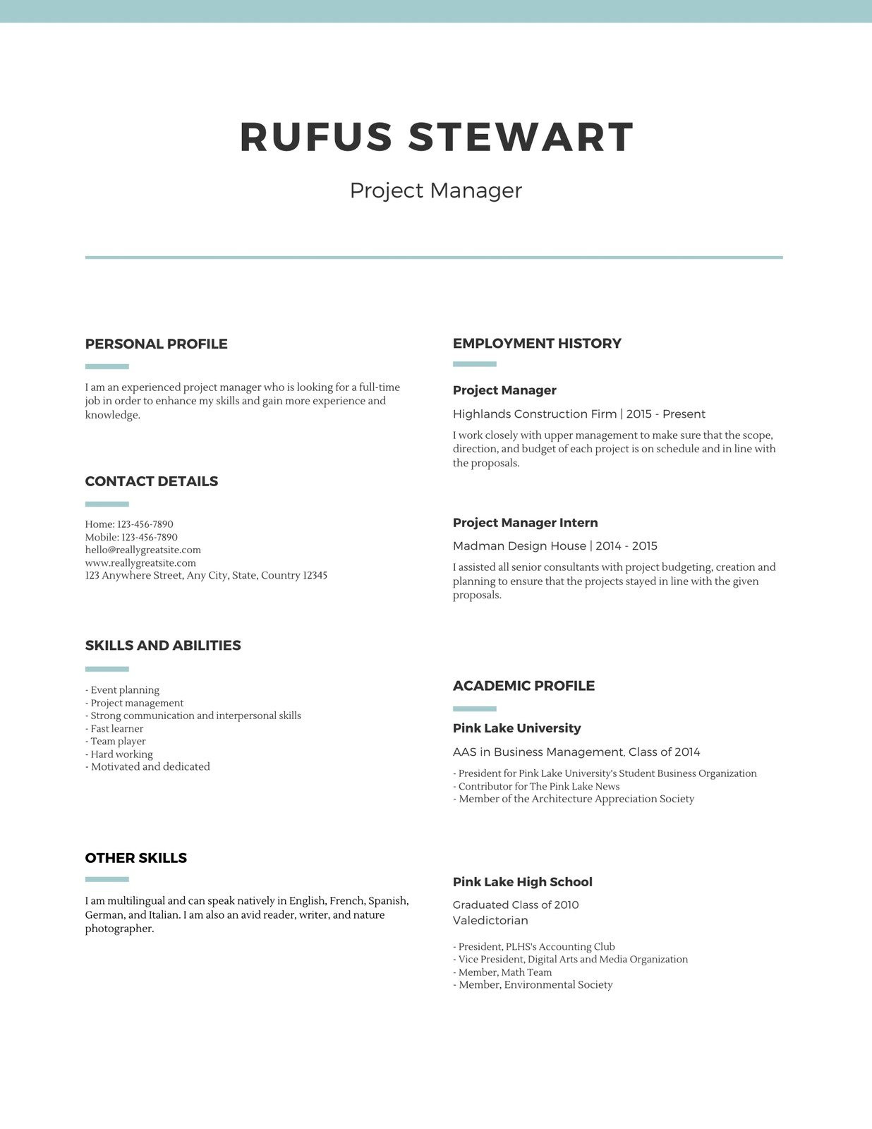 Quick and Easy Resume Template Free Blue Lines Simple Resume – Templates by Canva