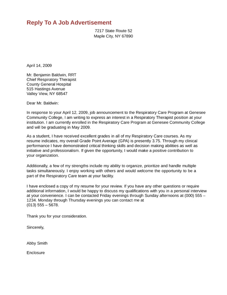 Registered Respiratory therapist Resume Cover Letter Sample Basic Respiratory therapist Cover Letter Samples and Templates