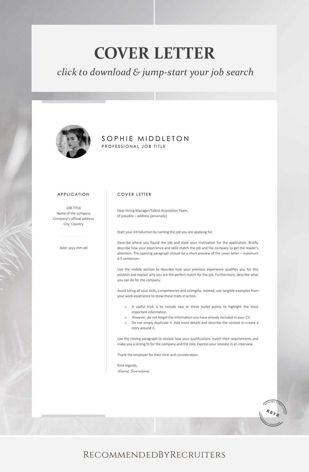Resume and Cover Letter Template Download Download Cover Letter Template with Photo, Modern, sophisticated …