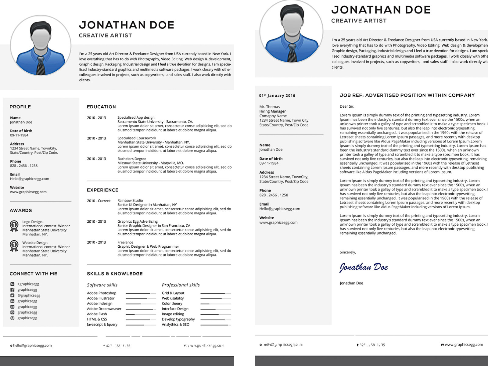 Resume and Cover Letter Template Free Download Professional Resume with Cover Letter Set Free Download