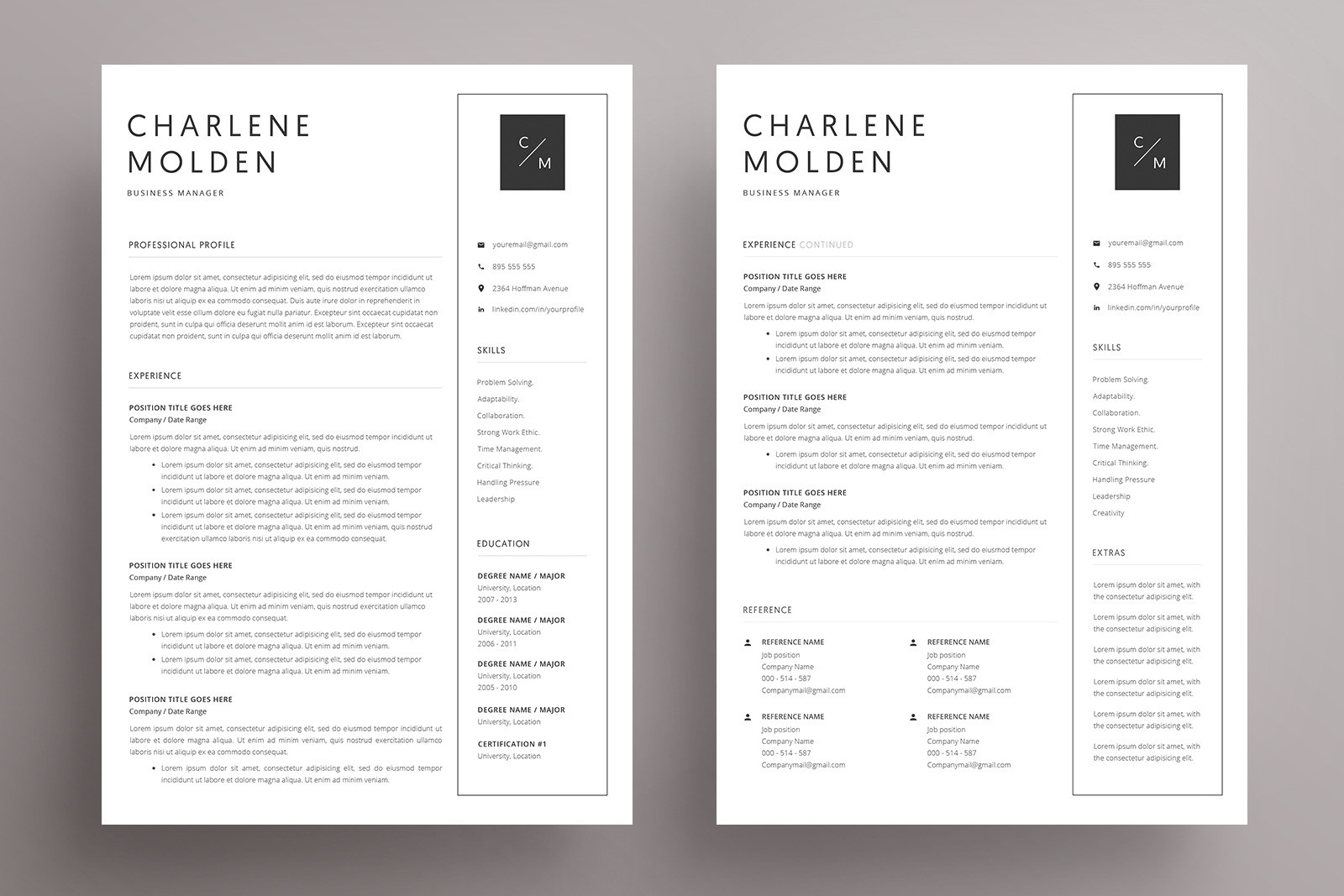 Resume and Cv Templates for Pages Resume and Cover Letter / 4 Pages / Cv Template In Resume …