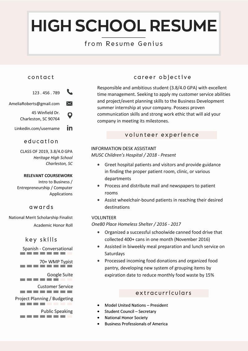 Resume Template Examples for Highschool Students High School Job Resume Unique High School Student Resume Sample …