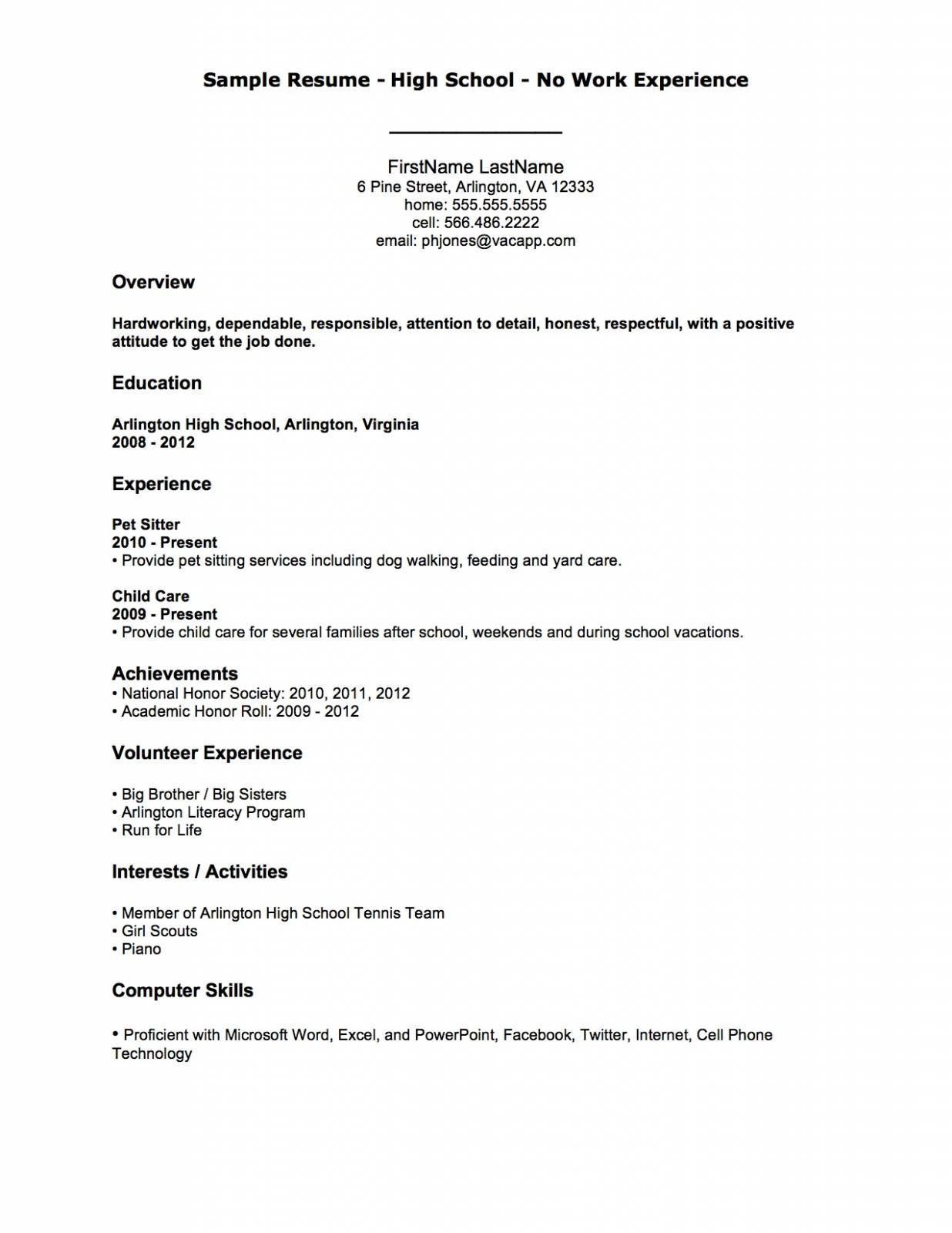 Resume Template for First Job In High School Job Resume Examples No Experience – Google Search First Job …