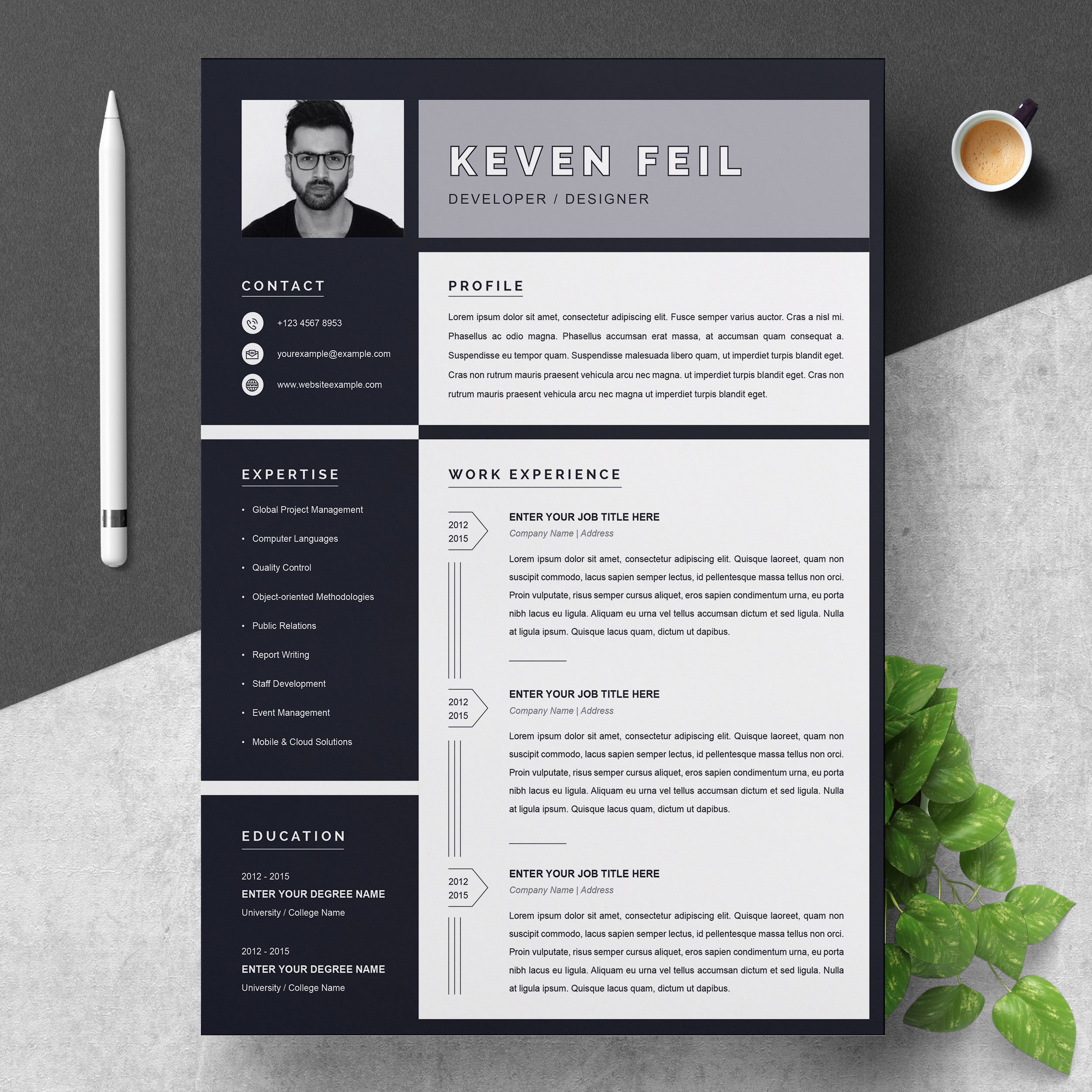 Resume Templates for Freshers Free Download Resume / Cv Template Black & White â Free Resumes, Templates …