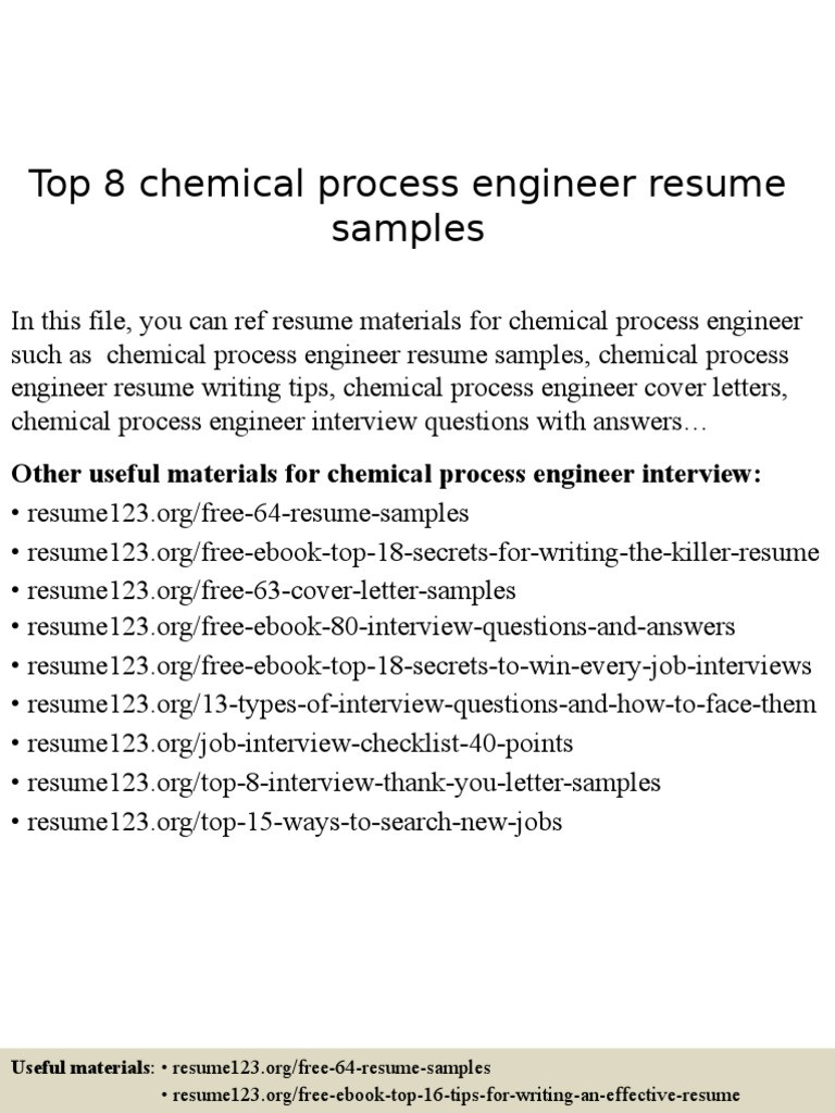 Resume123 org Free 64 Resume Samples Chemical Process Engineer Resume Samples Pdf RÃ©sumÃ© Engineer