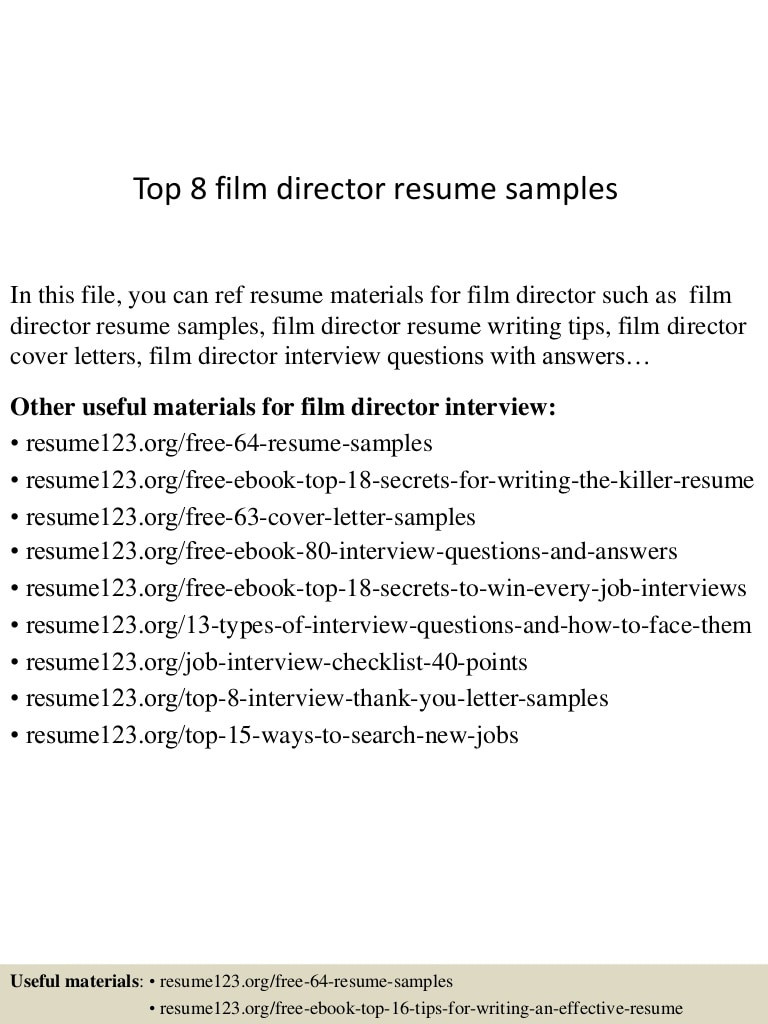 Resume123 org Free 64 Resume Samples Film Director Resume Sample