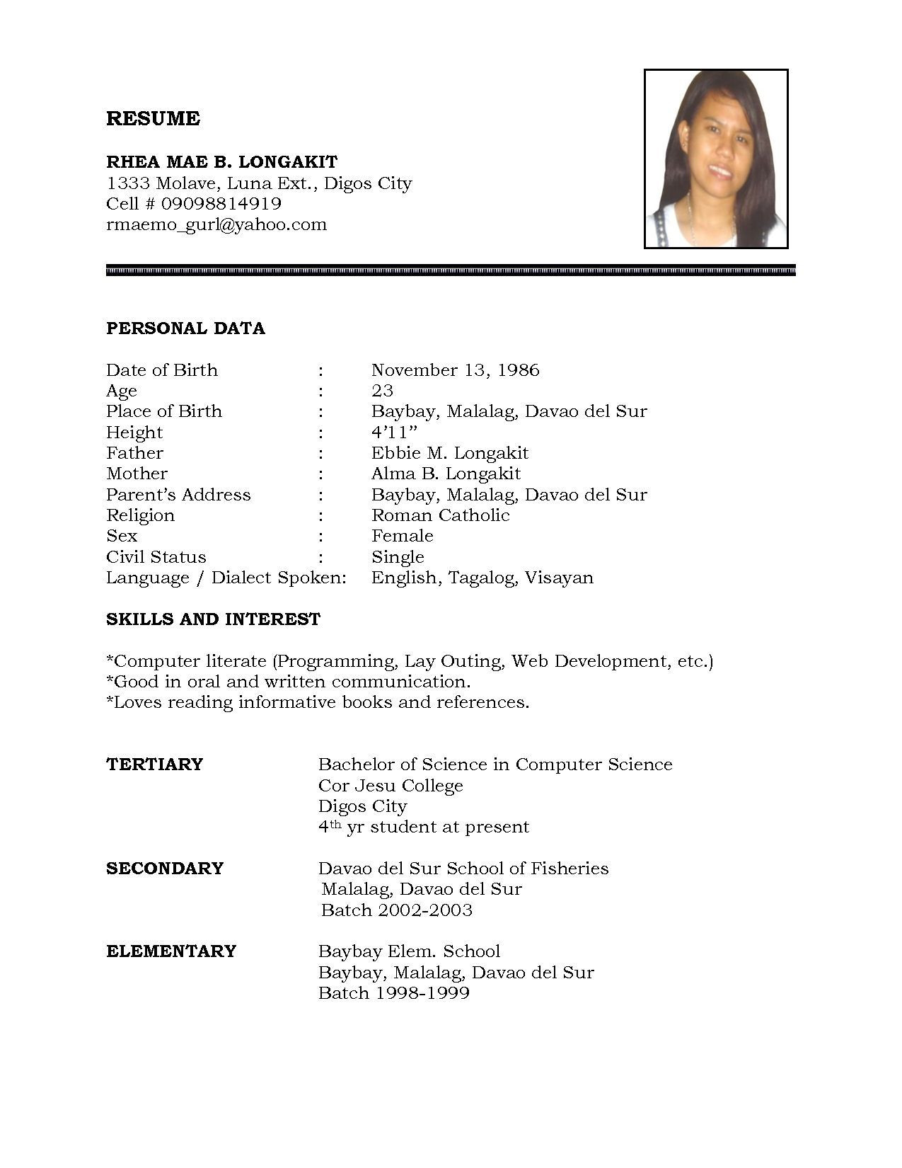 Sample Of Simple Resume for Job Application Pin by Laurie Koitzsch Quick On Carissa B. Hernandez Job Resume …