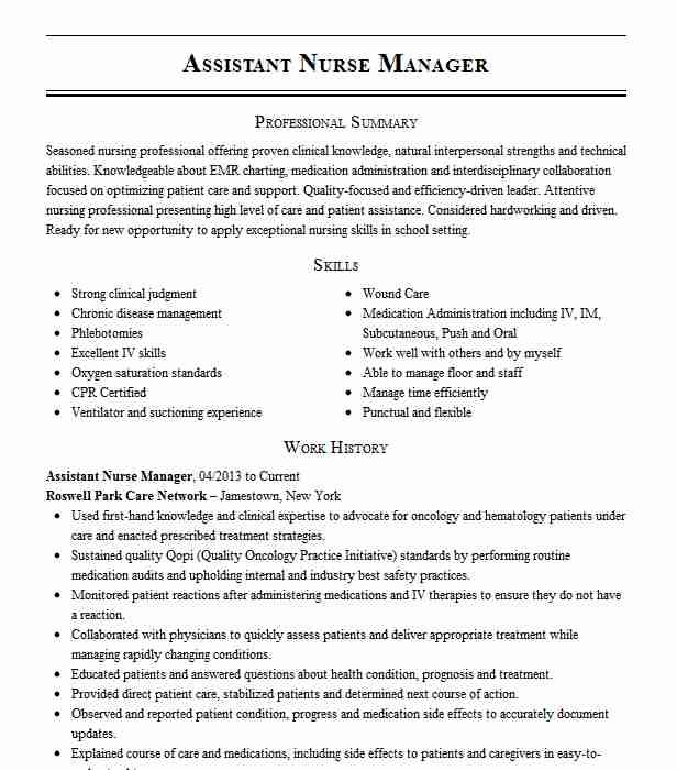 Sample Resume for assistant Nurse Manager assistant Nurse Manager Resume Example Palomar Medical