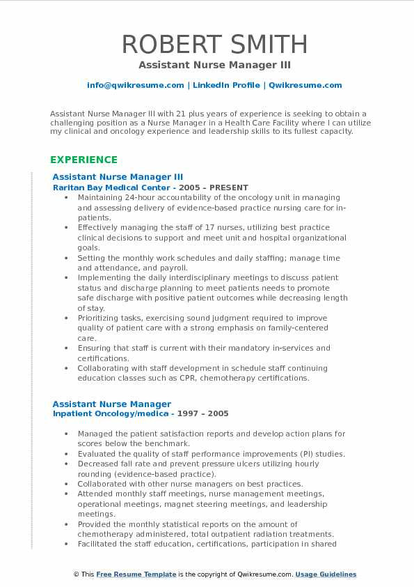 Sample Resume for assistant Nurse Manager assistant Nurse Manager Resume Samples
