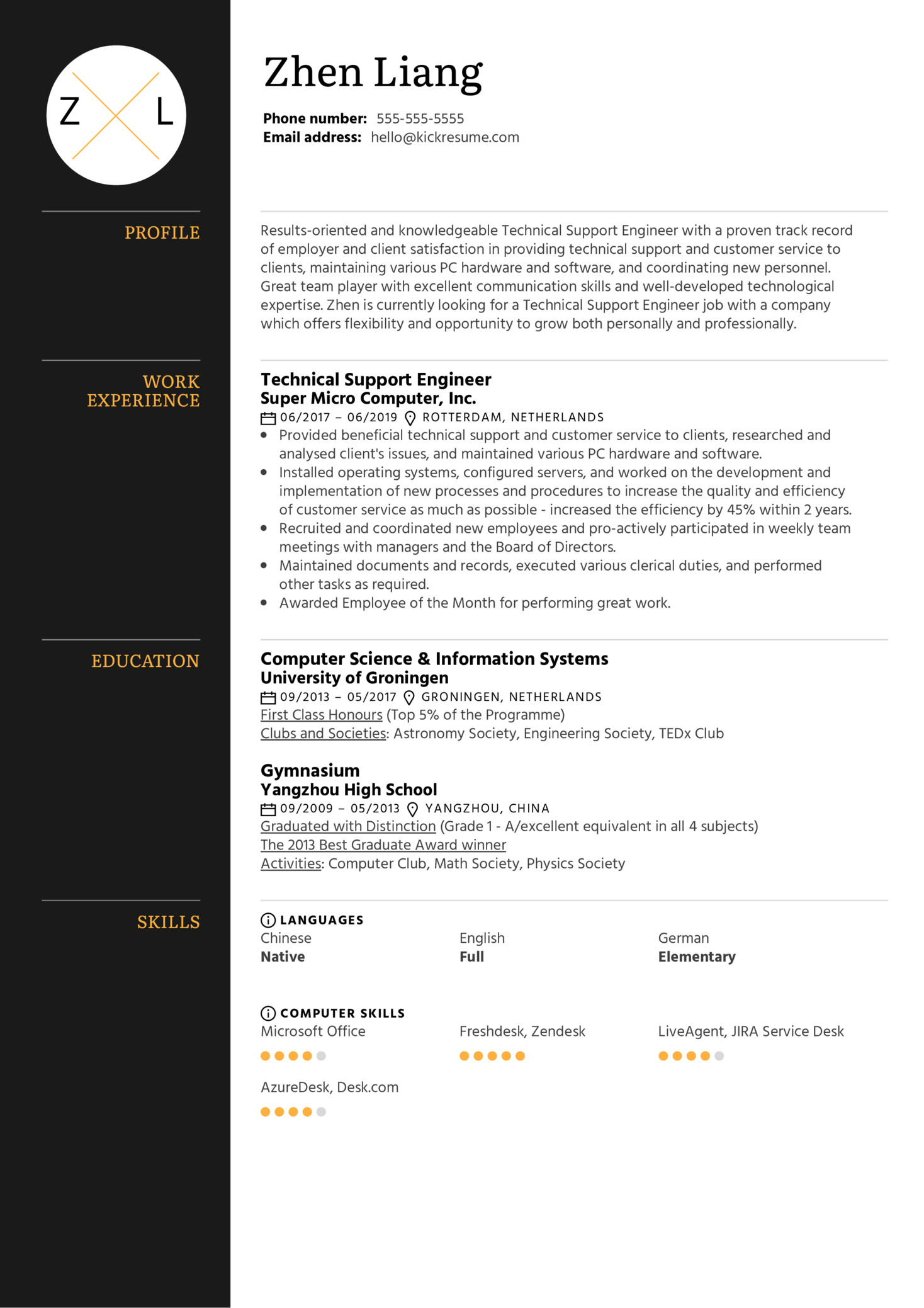 Sample Resume for Experienced Technical Support Engineer Technical Support Engineer Resume Template