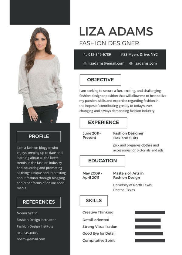 Sample Resume for Fashion Designer Fresher 8 Fashion Designer Resume Templates Doc Excel Pdf