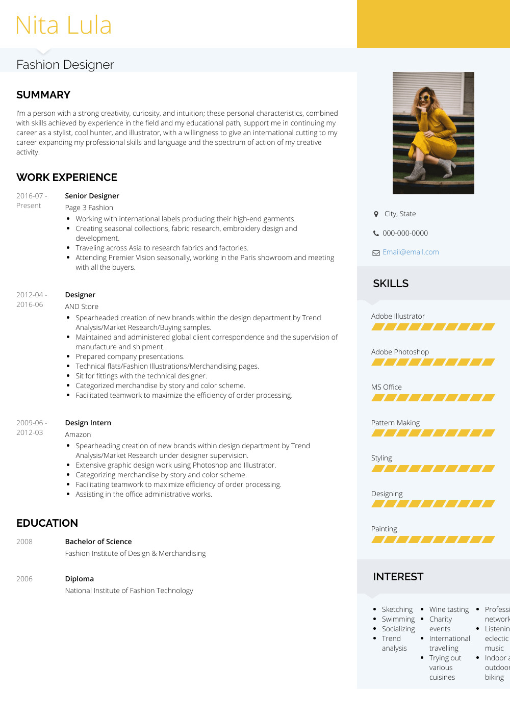 Sample Resume for Fashion Designer Fresher Fashion Designer Resume Samples and Templates