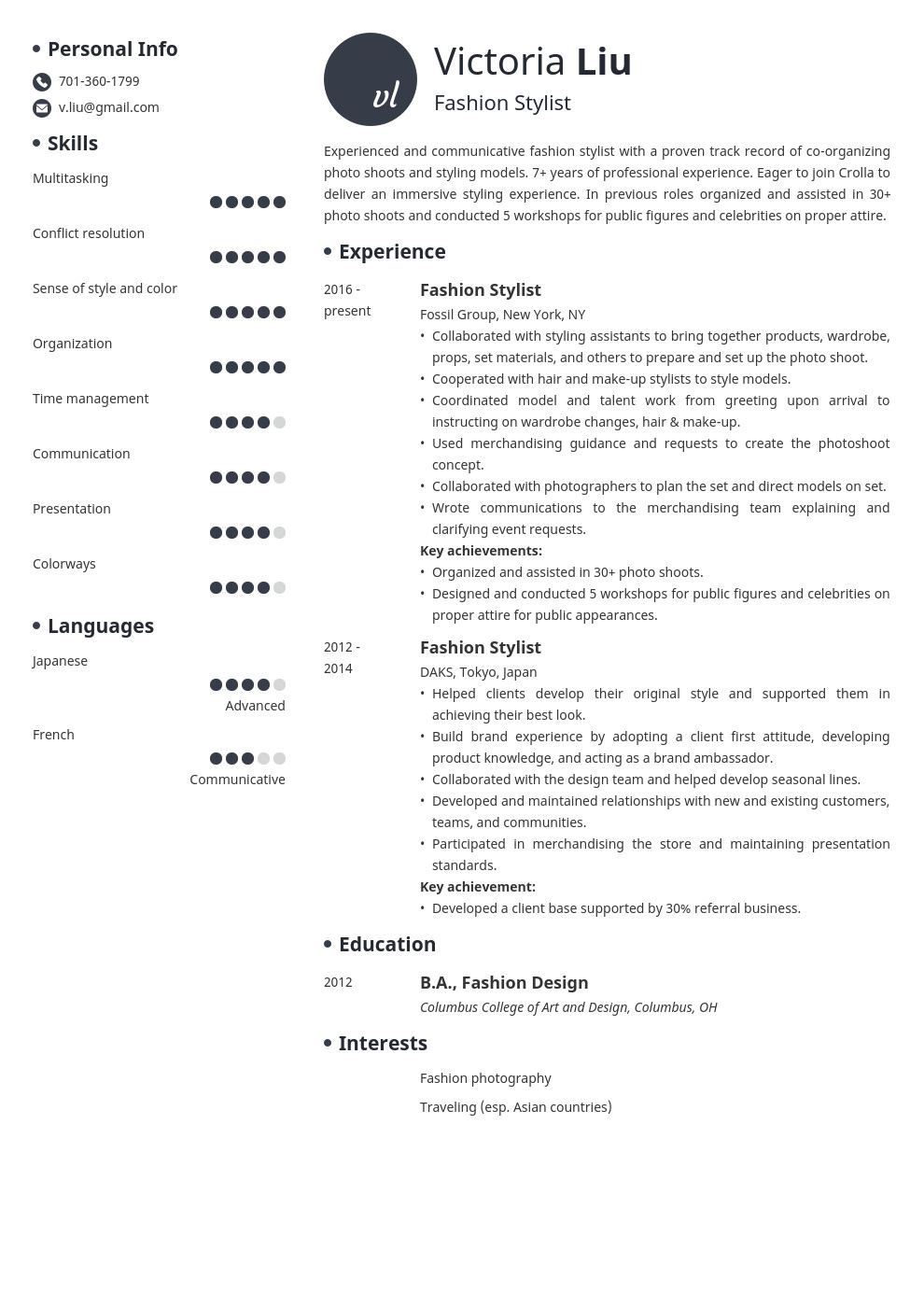 Sample Resume for Fashion Stylist Internship Fashion Stylist Resume Examples & Writing Guide [20 Tips]
