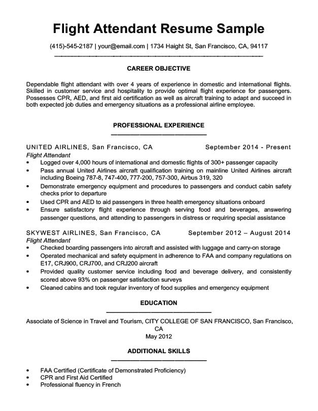 Sample Resume for Flight attendant with Experience Flight attendant Resume Sample & Writing Tips