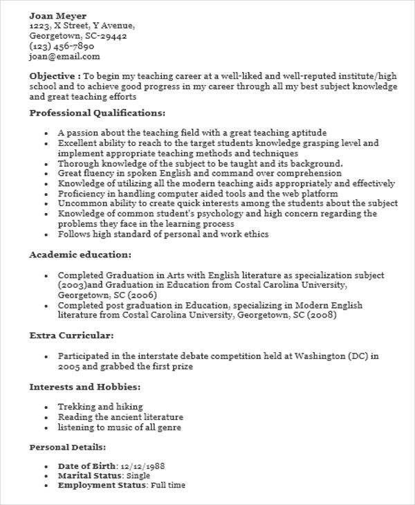 Sample Resume for Fresher School Teacher In India India Fresher Teacher Resume format Doc It Takes A tough
