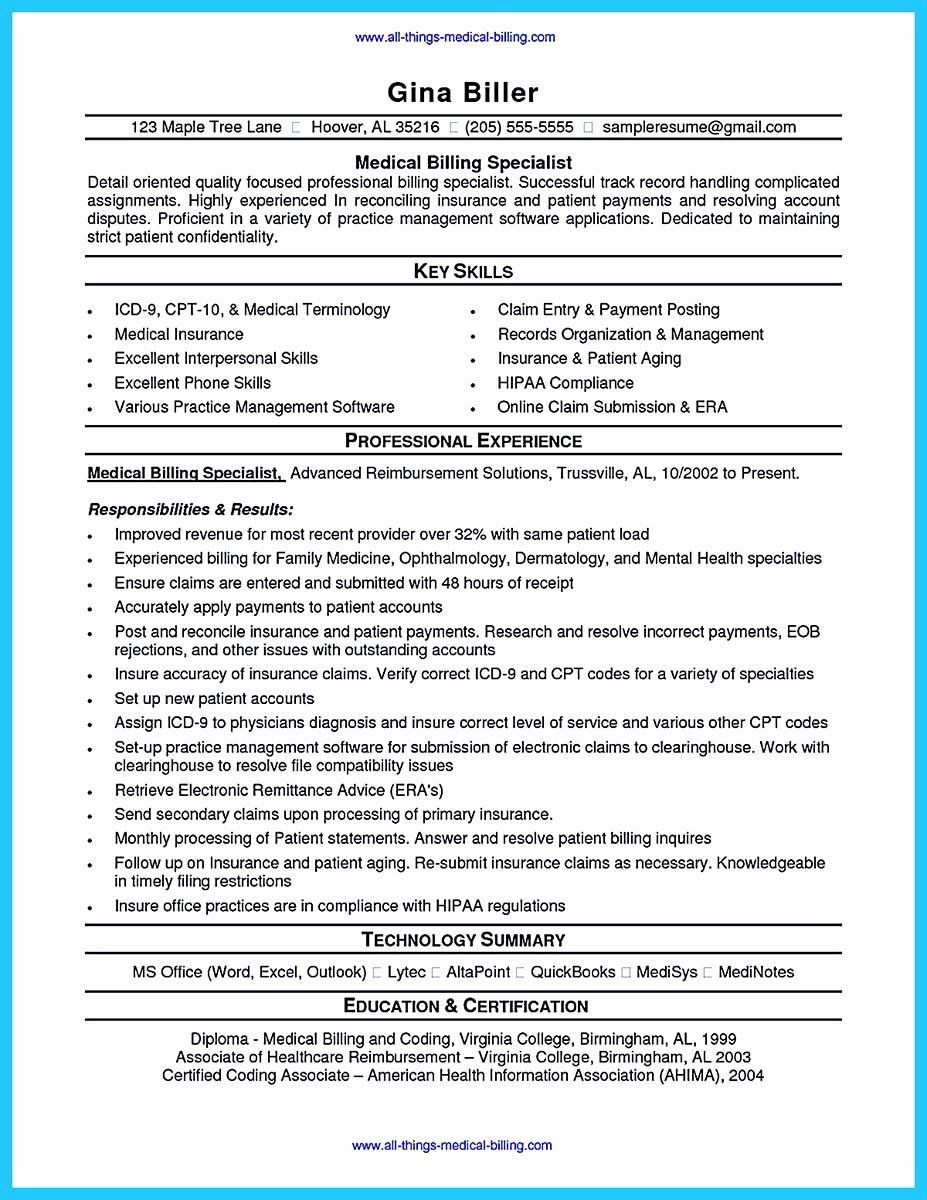 Sample Resume for Health Insurance Specialist Medical Biller Resume Examples Awesome Exciting Billing Specialist … Sample Resume for Health Insurance Specialist Medical Biller Resume Examples Awesome Exciting Billing Specialist …