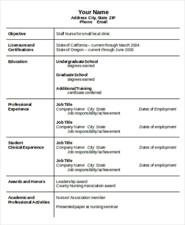 Sample Resume for Nursing Grad School Free 4 Sample Graduate Nurse Resume Templates In Ms Word