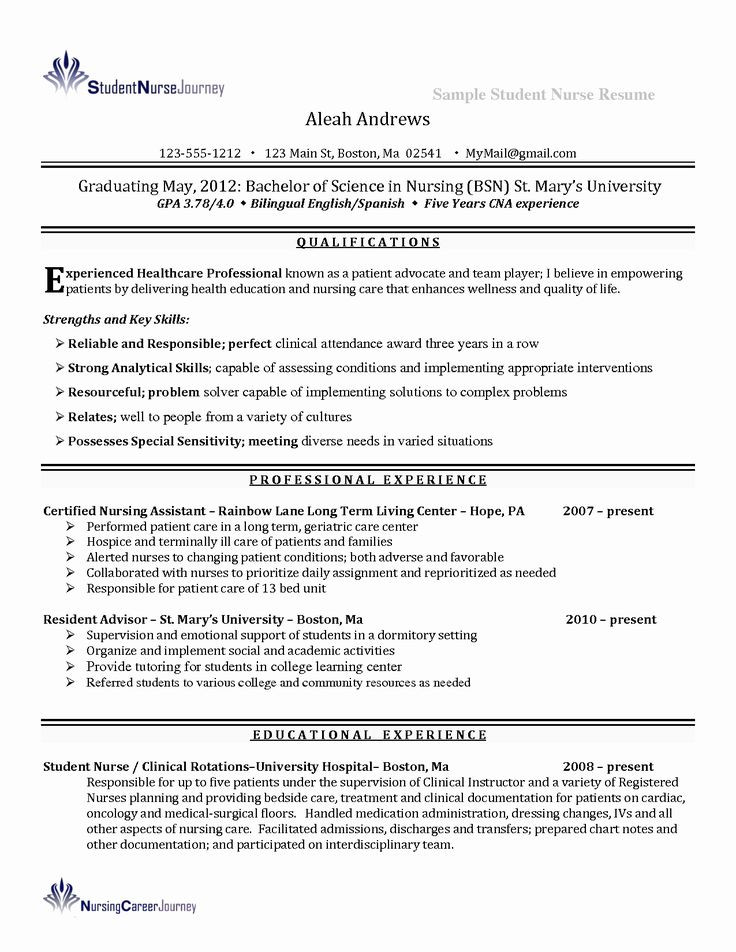 Sample Resume for Nursing Students Applicants 25 Nursing Student Resume Templates In 2020