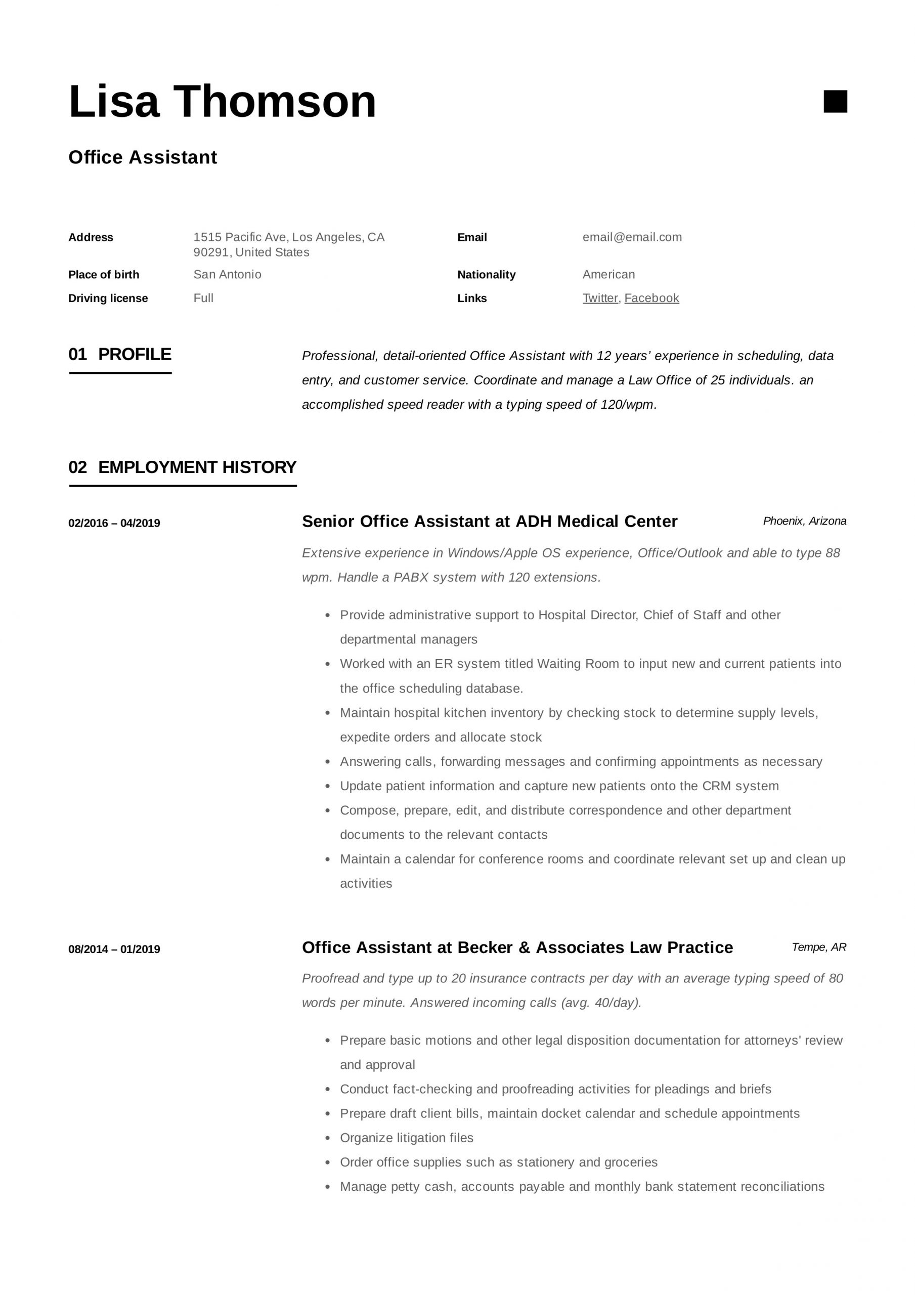 Sample Resume for Office assistant Examples Fice assistant Resume Writing Guide