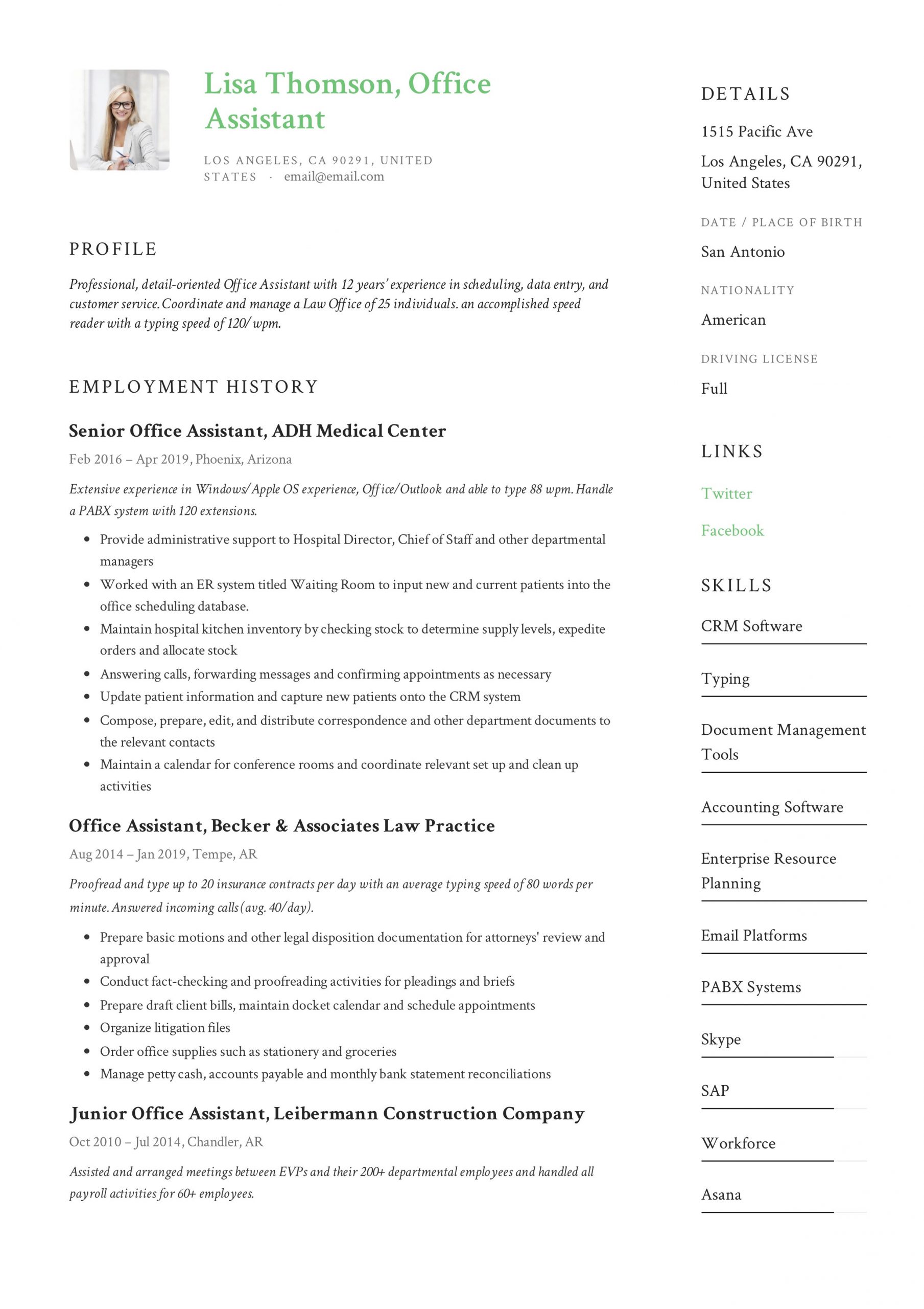 Sample Resume for Office assistant Examples Fice assistant Resume Writing Guide