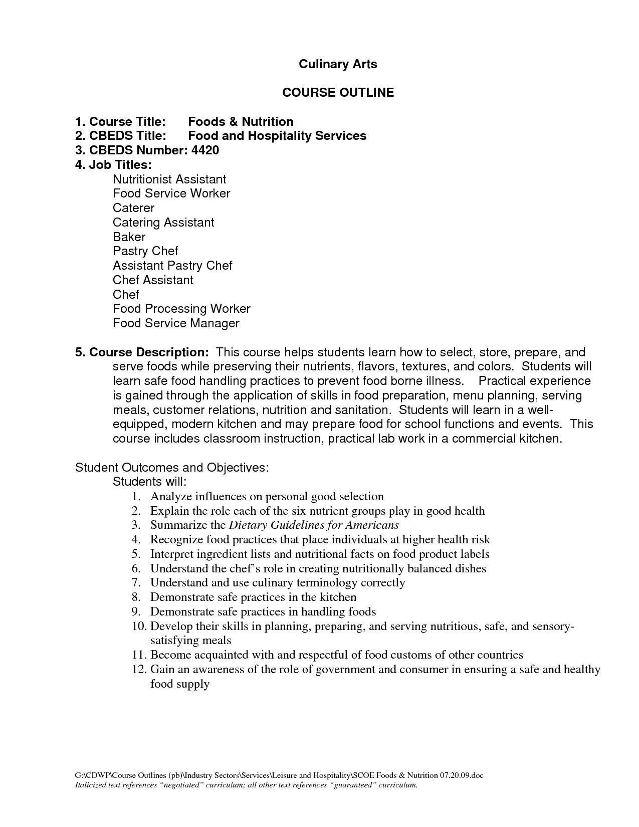 Sample Resume for Ojt Culinary Students Sample Culinary Resumes – Salescvfo