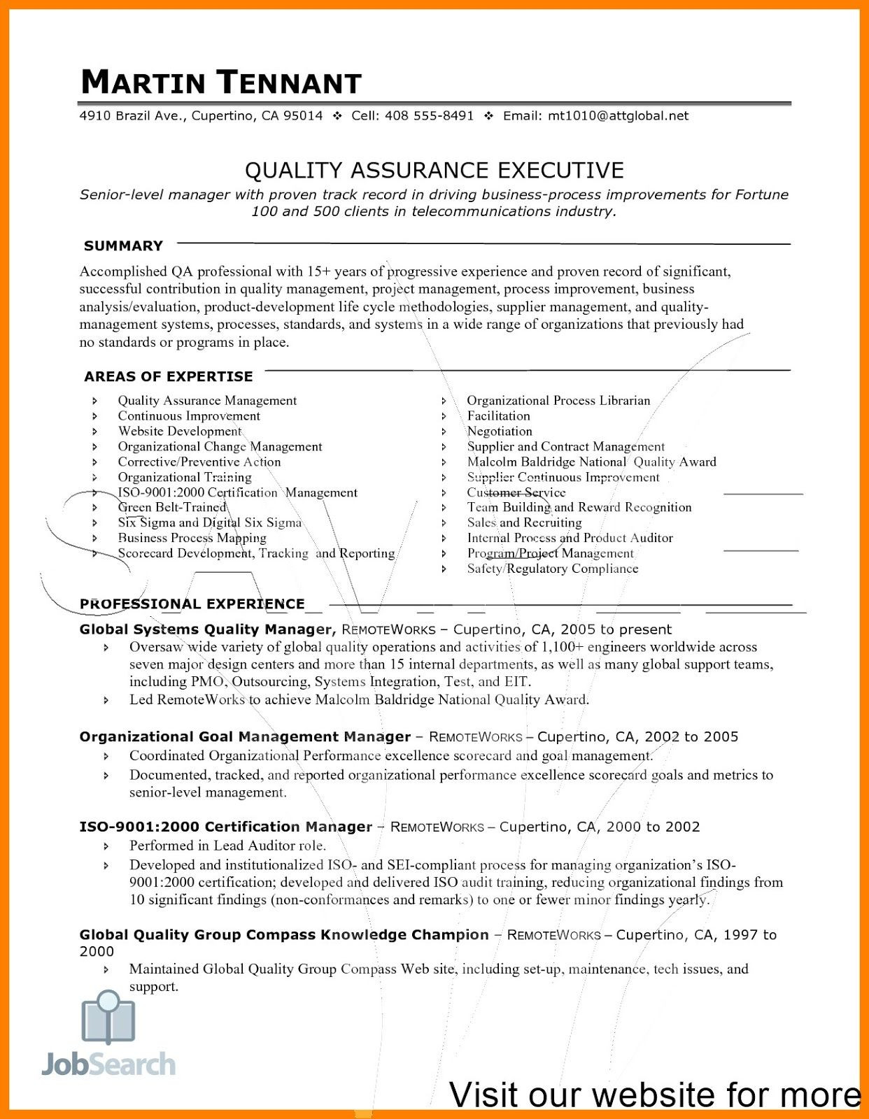 Sample Resume for Quality assurance Executive Quality assurance Executive Resume Template 2020 Free Resume …