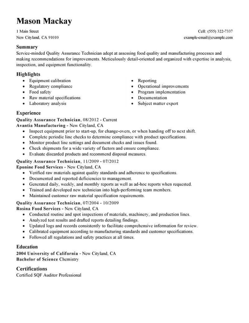 Sample Resume for Quality assurance Manager Quality assurance Manager Cv Sample October 2021