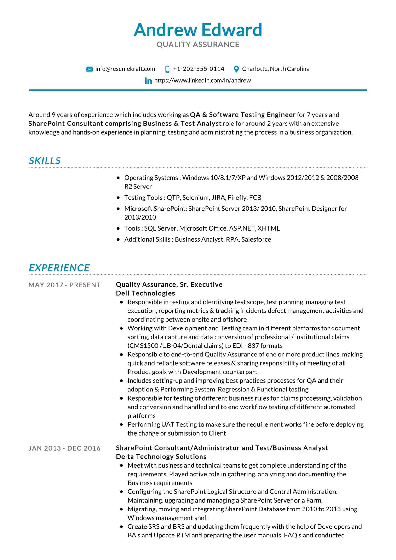 Sample Resume for Quality assurance Manager Quality assurance Resume Sample 2021 Writing Tips – Resumekraft