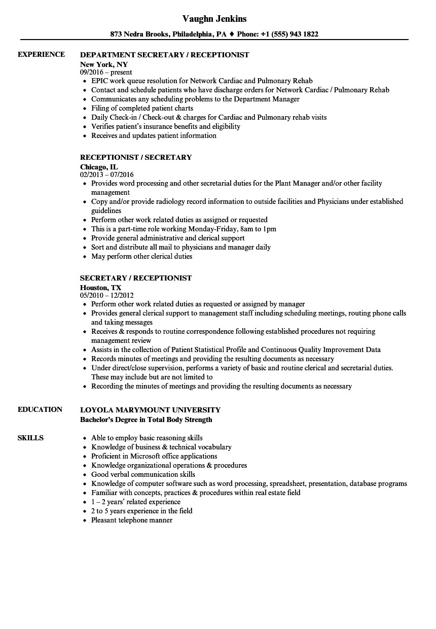 Sample Resume for Receptionist Office assistant Receptionist Administrative assistant Resume Samples – Good Resume …