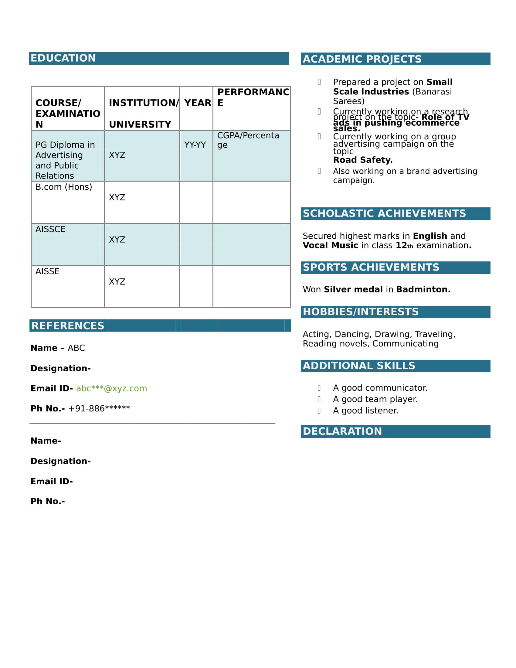Sample Resume format for Freshers Bcom Resume Templates for B Freshers Download Free Sample Resume format for Freshers Bcom Resume Templates for B Freshers Download Free