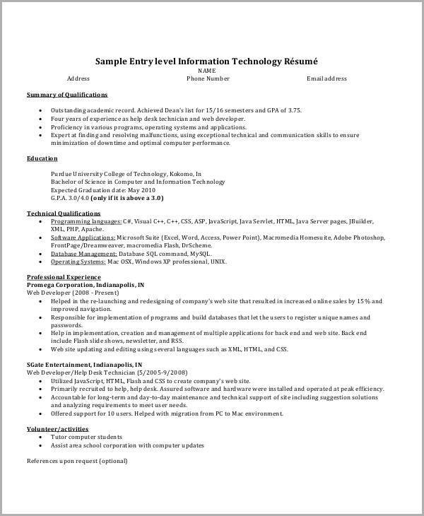 Sample Resume format for It Professional Free 16 It Resume Samples In Ms Word