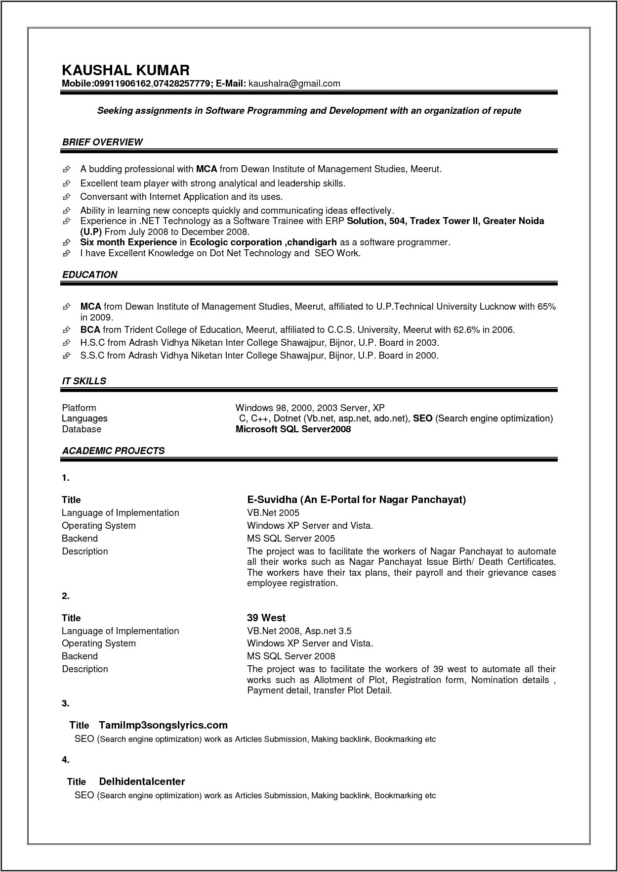 Sample Resume format for Mba Finance Freshers Mba Resume format for Freshers Pdf New Resume format for