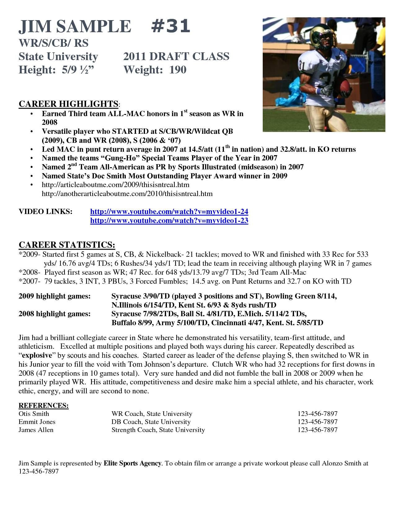 Sample Resume Hockey Player Profile Template Professional soccer Player Cv Example October 2021