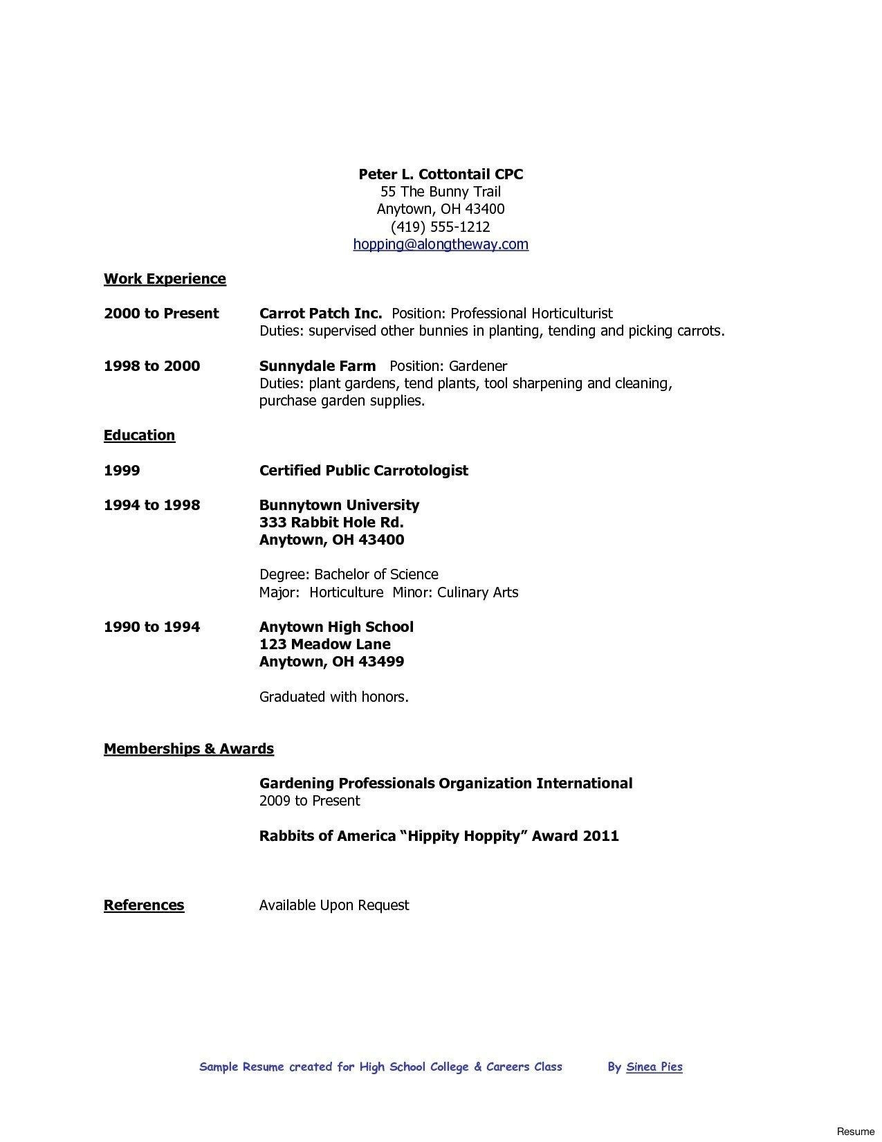 Simple Resume Template for High School Students Pin On College