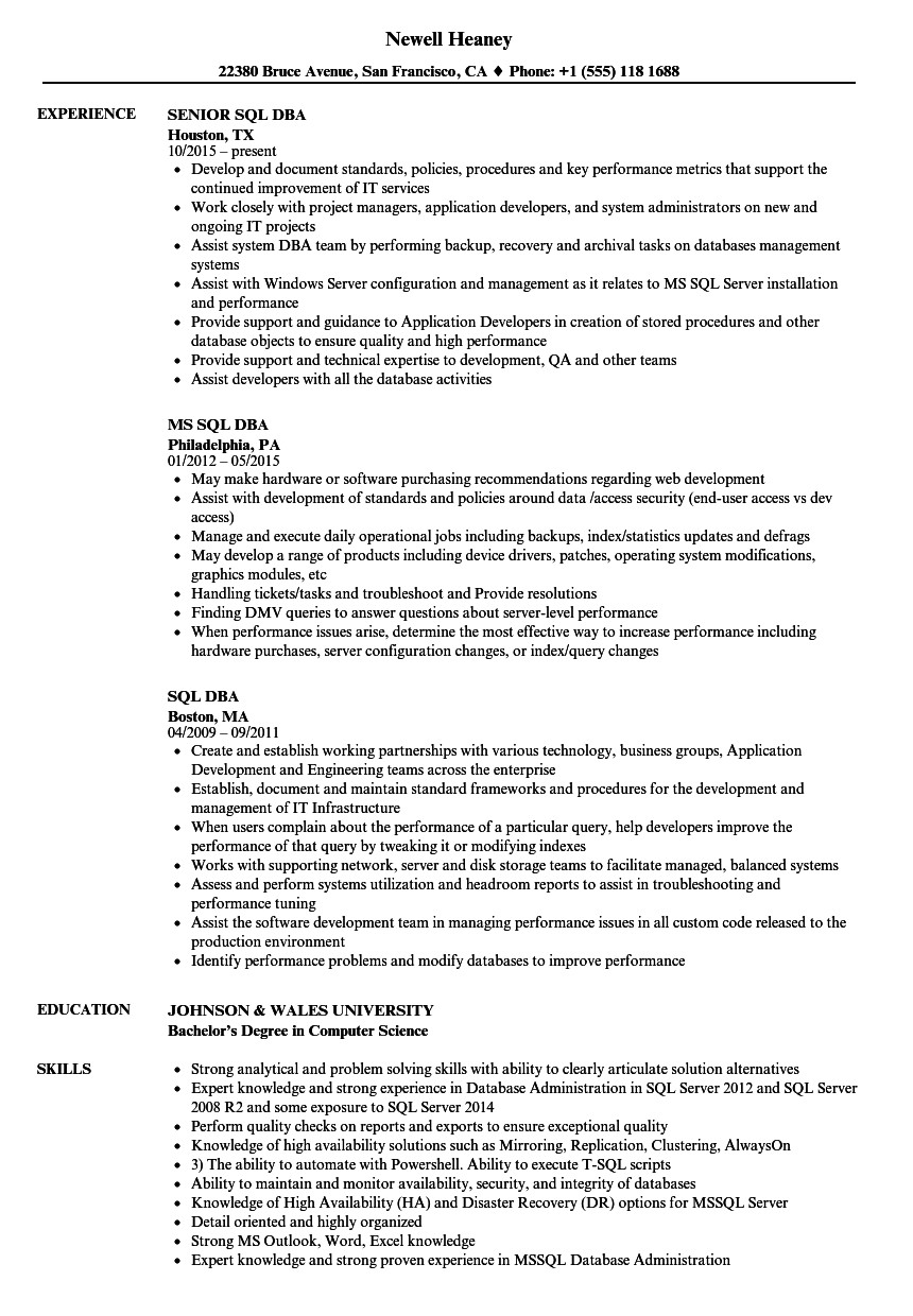 Sql Server Dba Resume Sample Doc Sql Server Dba Resume for 10 Years Experience