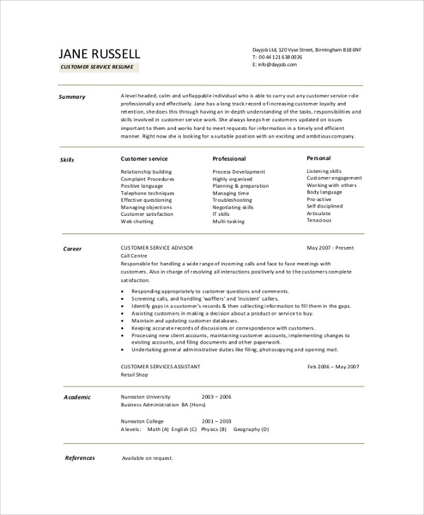 Summary Of Qualifications Sample Resume for Customer Service Free 8 Resume Summary Samples In Pdf