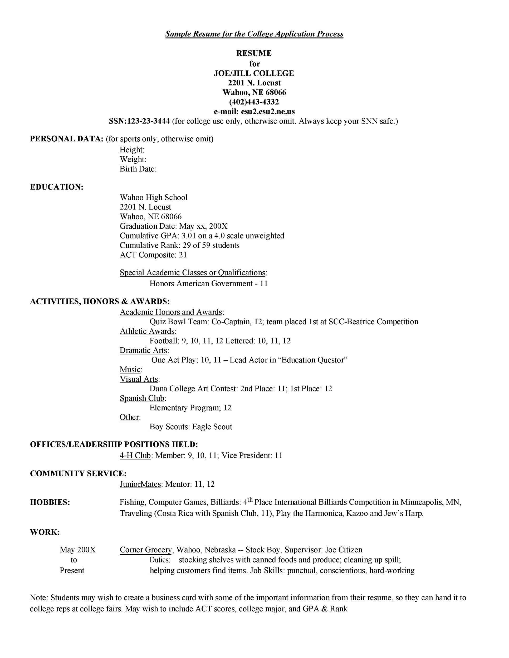 Academic Resume Template for College Applications 50 College Student Resume Templates (& format) á Templatelab