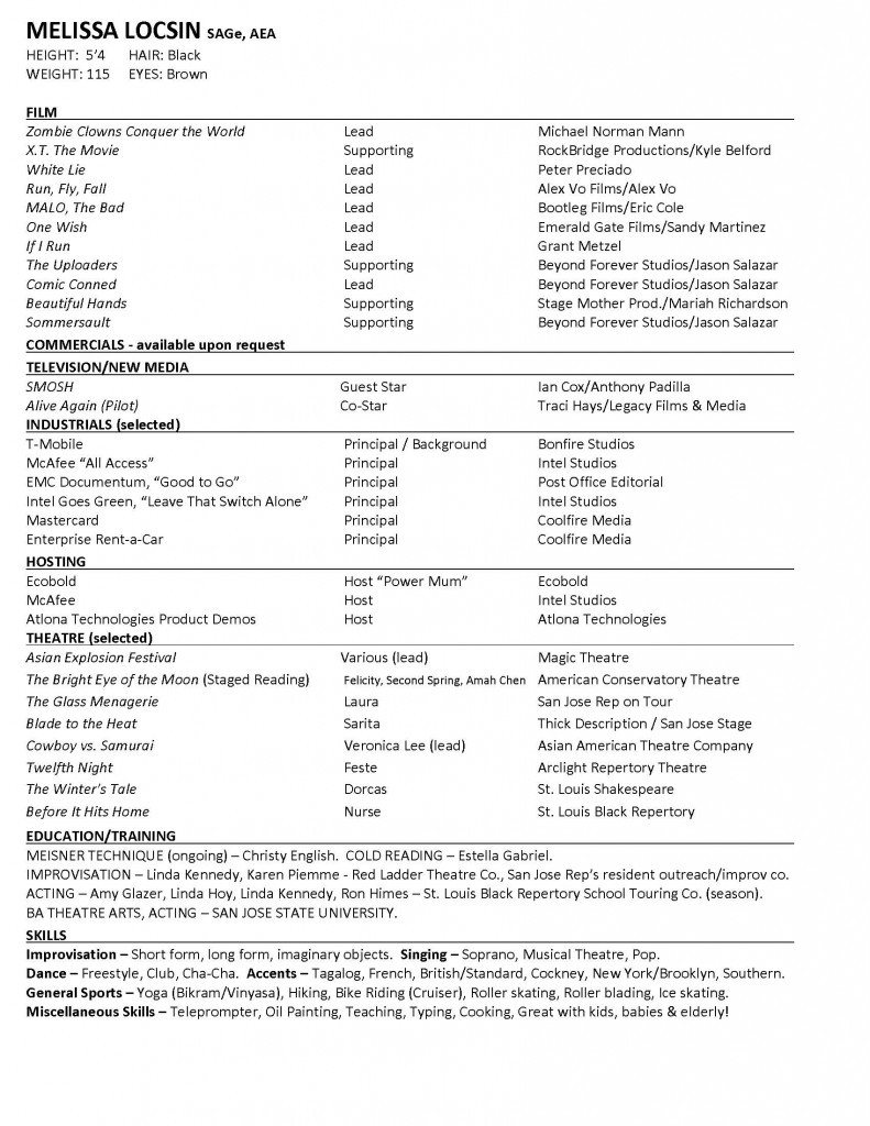 Acting Resume Template with No Experience Acting Cv 101: Beginner Acting Resume Example Template