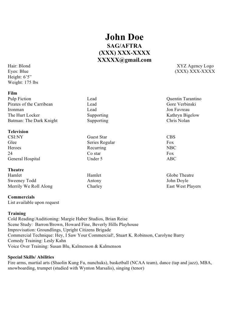 Acting Resume Template with No Experience Resume for Career Change with No Experience Unusual Acting Resume …