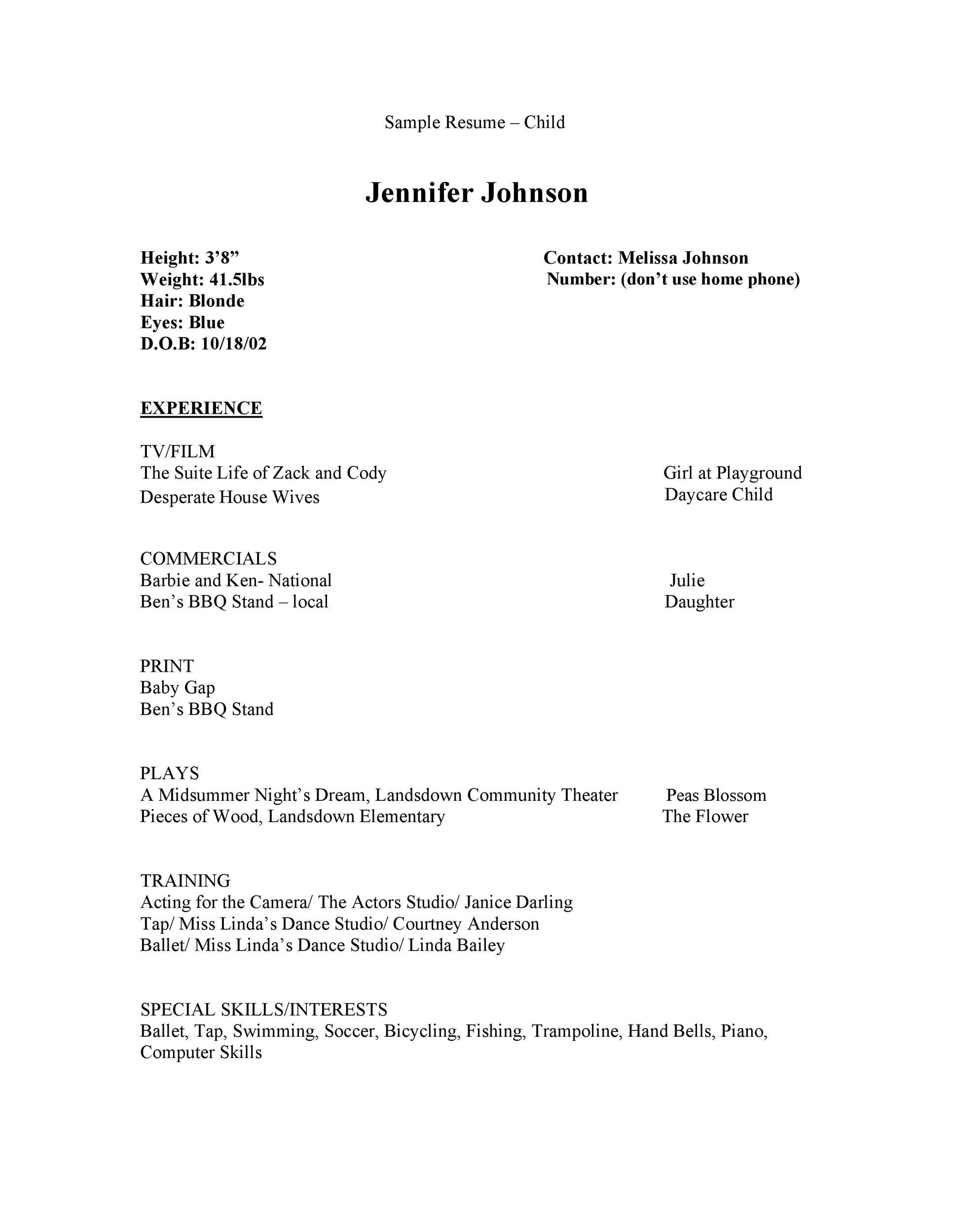 Acting Resume with No Experience Template 50 Free Acting Resume Templates (word & Google Docs) á Templatelab
