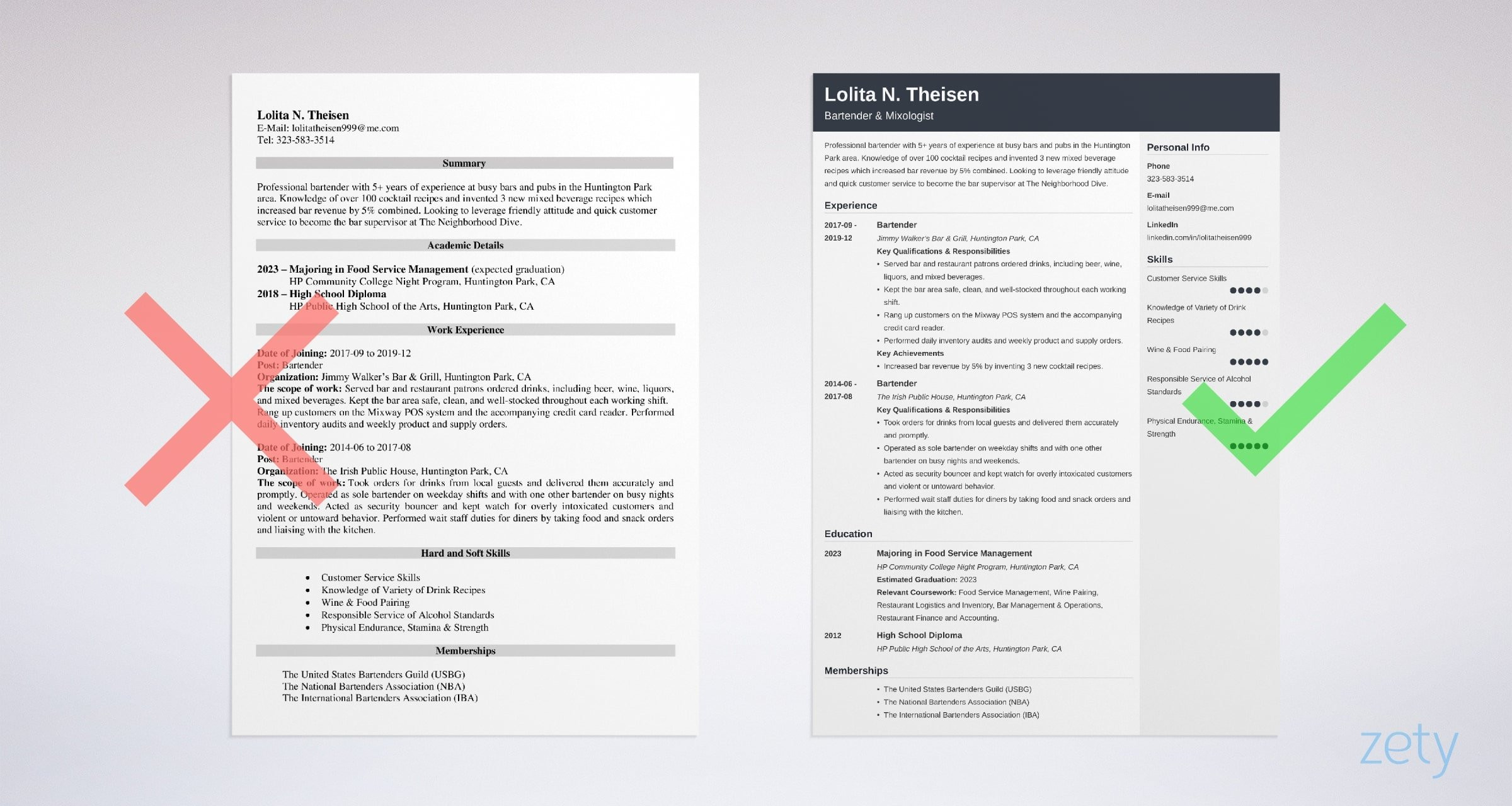 Bartending Resume Templates with No Experience Bartender Resume Examples & List Of Bartending Skills [2021]