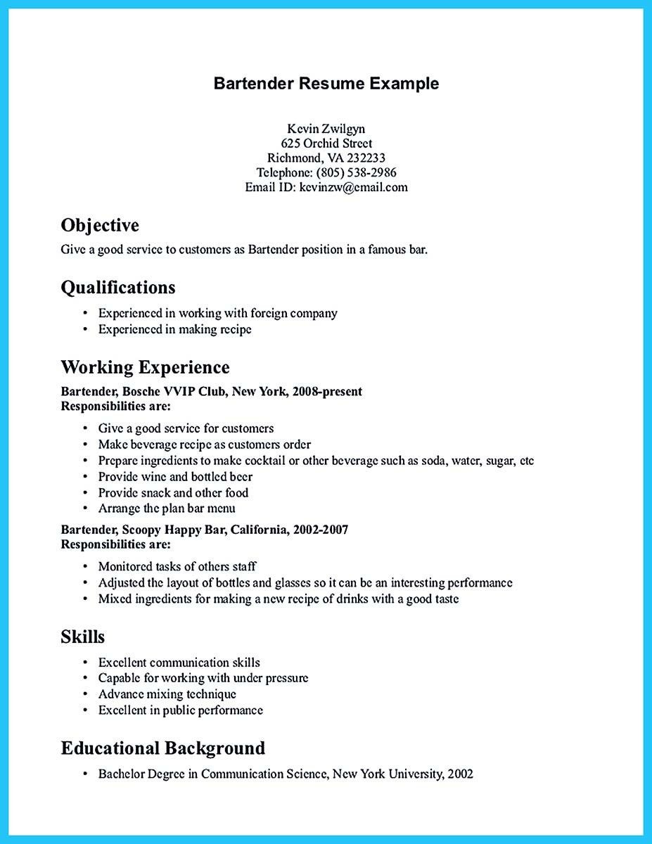 Bartending Resume Templates with No Experience Excellent Ways to Make Great Bartender Resume Template How to …