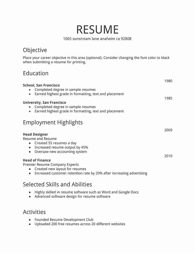 Basic Resume Template for First Job Free Basic Resume Templates Download Beautiful Simple Resume …